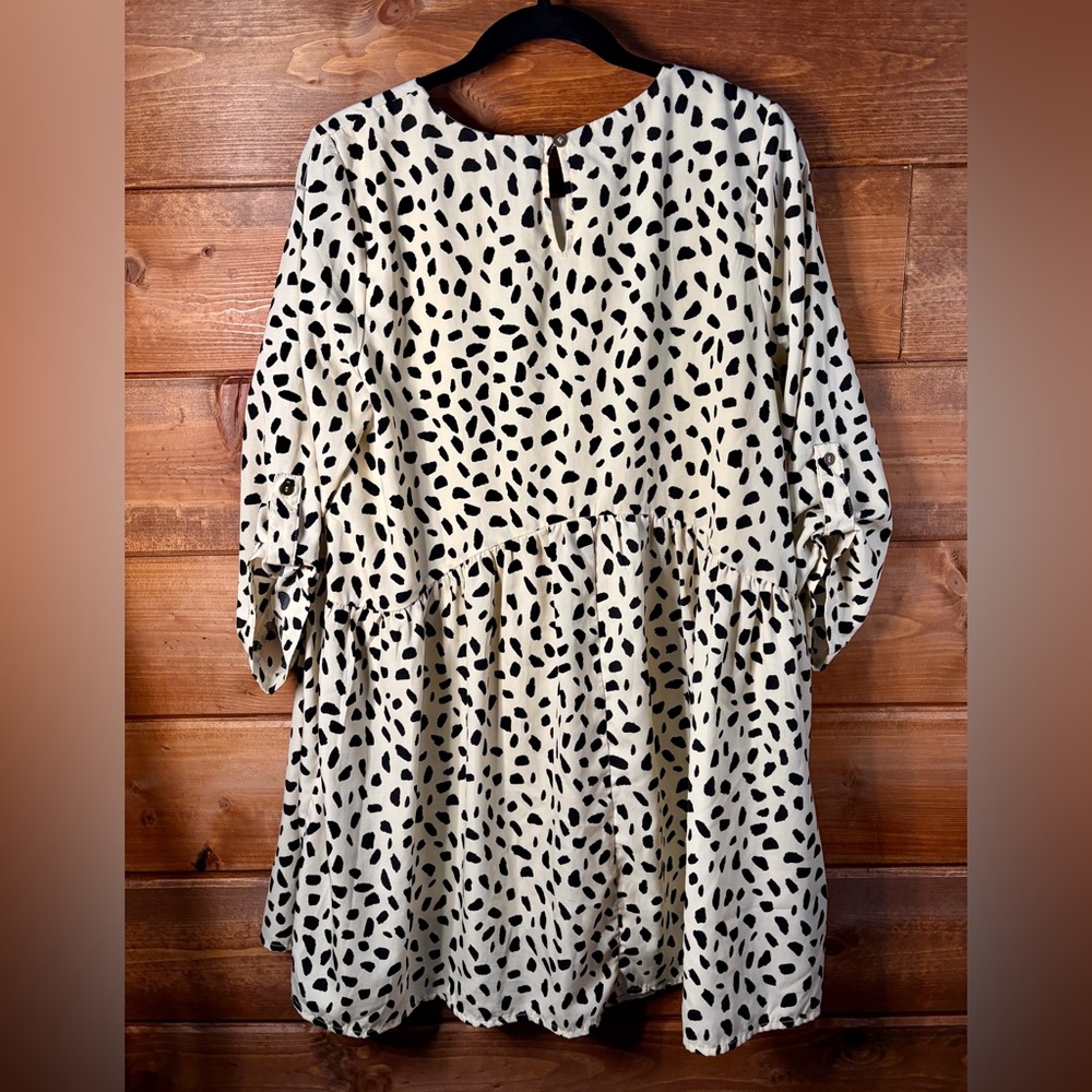 entro Cream and Black Dalmatian Print Babydoll Dress - Picture 5 of 7